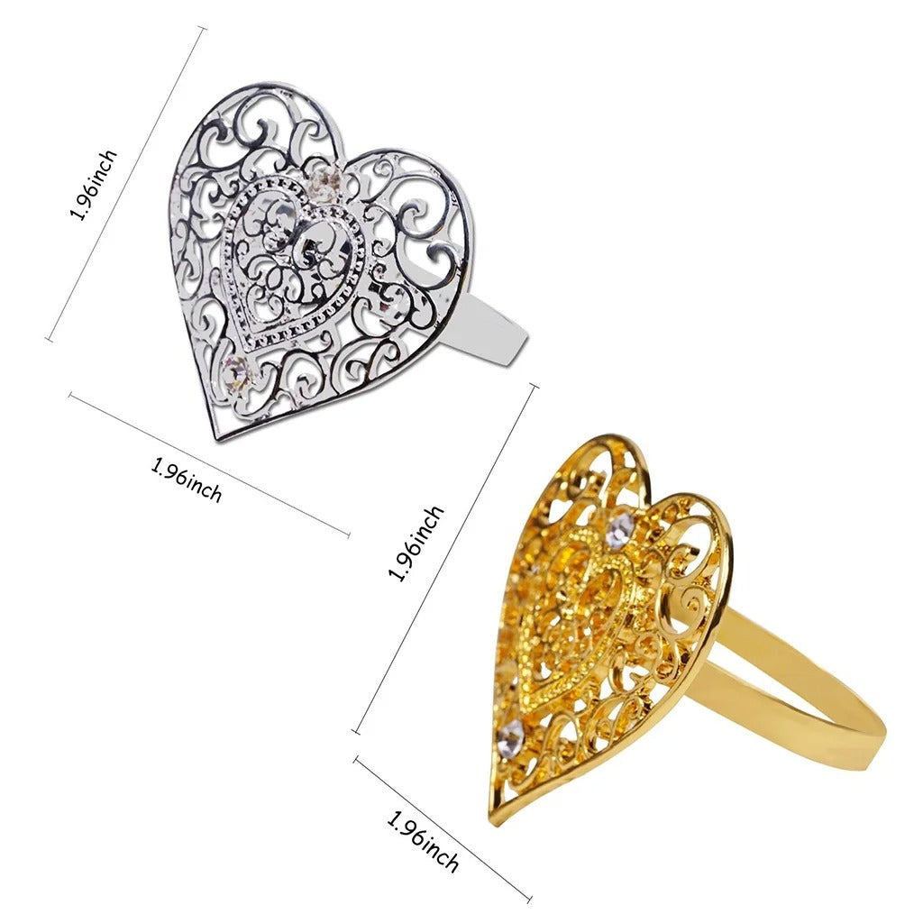 Napkin Holder Rings-Pearls Heart(Gold) Kitchen Apricot   