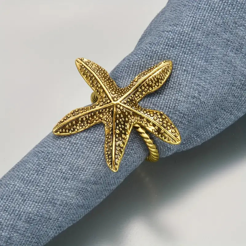 Napkin Holder Rings-StarFish(Gold) Kitchen Apricot   