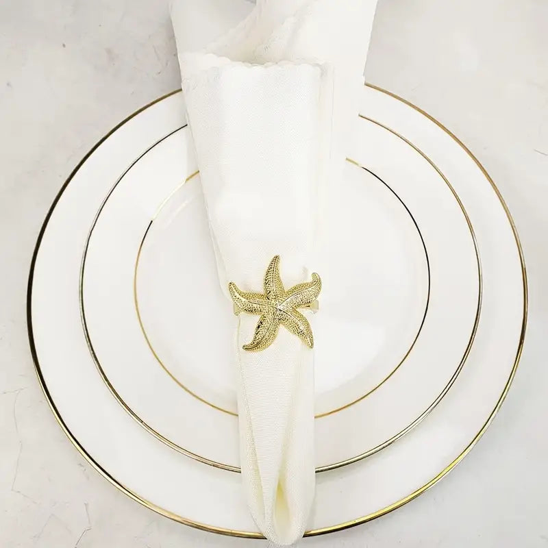 Napkin Holder Rings-StarFish(Gold) Kitchen Apricot   