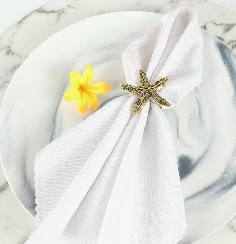 Napkin Holder Rings-StarFish(Gold) Kitchen Apricot   