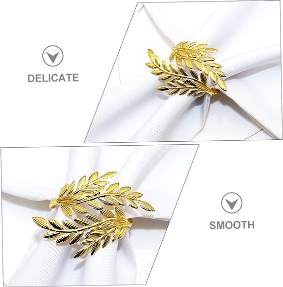 Napkin Holder Rings-Wheat leaves(Golden) Kitchen Apricot   