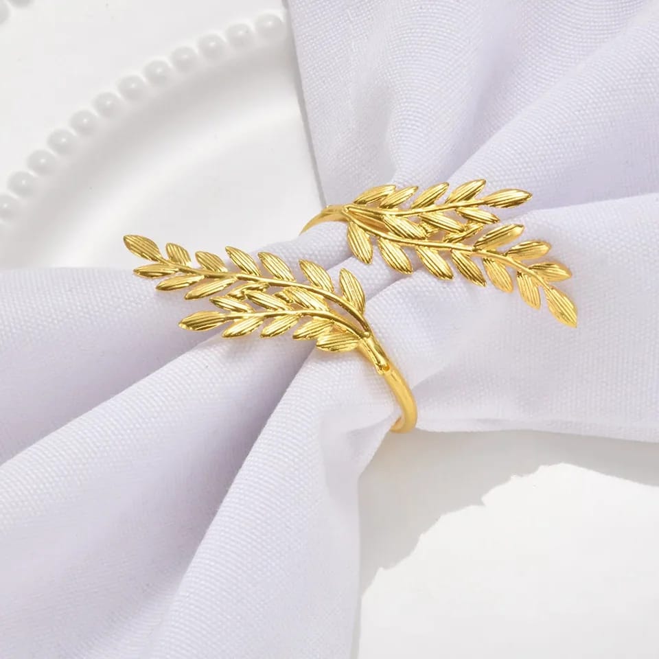 Napkin Holder Rings-Wheat leaves(Golden) Kitchen Apricot   