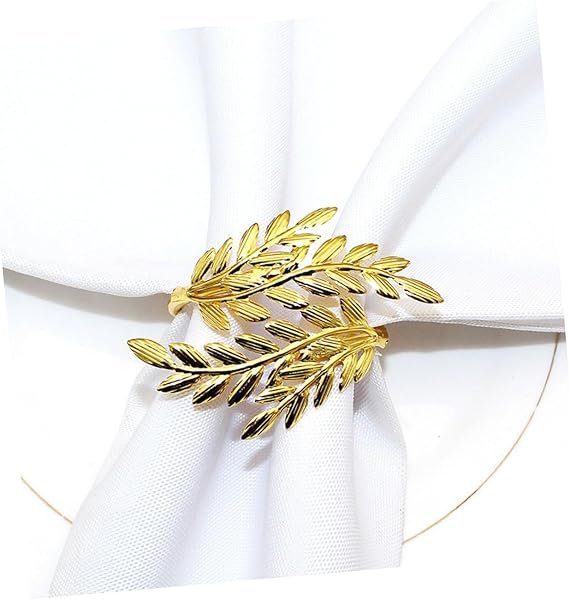 Napkin Holder Rings-Wheat leaves(Golden) Kitchen Apricot   