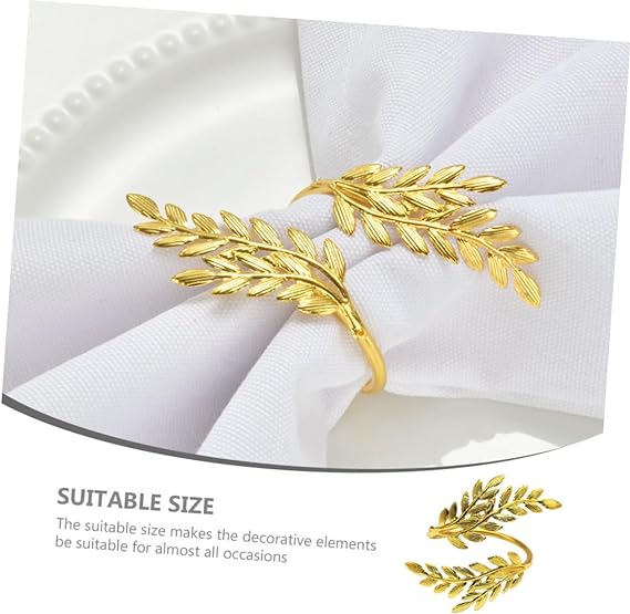 Napkin Holder Rings-Wheat leaves(Golden) Kitchen Apricot   