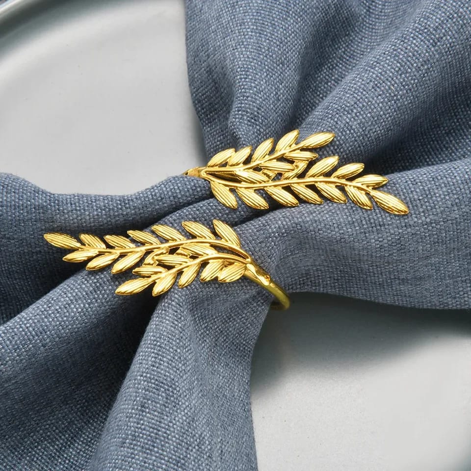 Napkin Holder Rings-Wheat leaves(Golden) Kitchen Apricot   