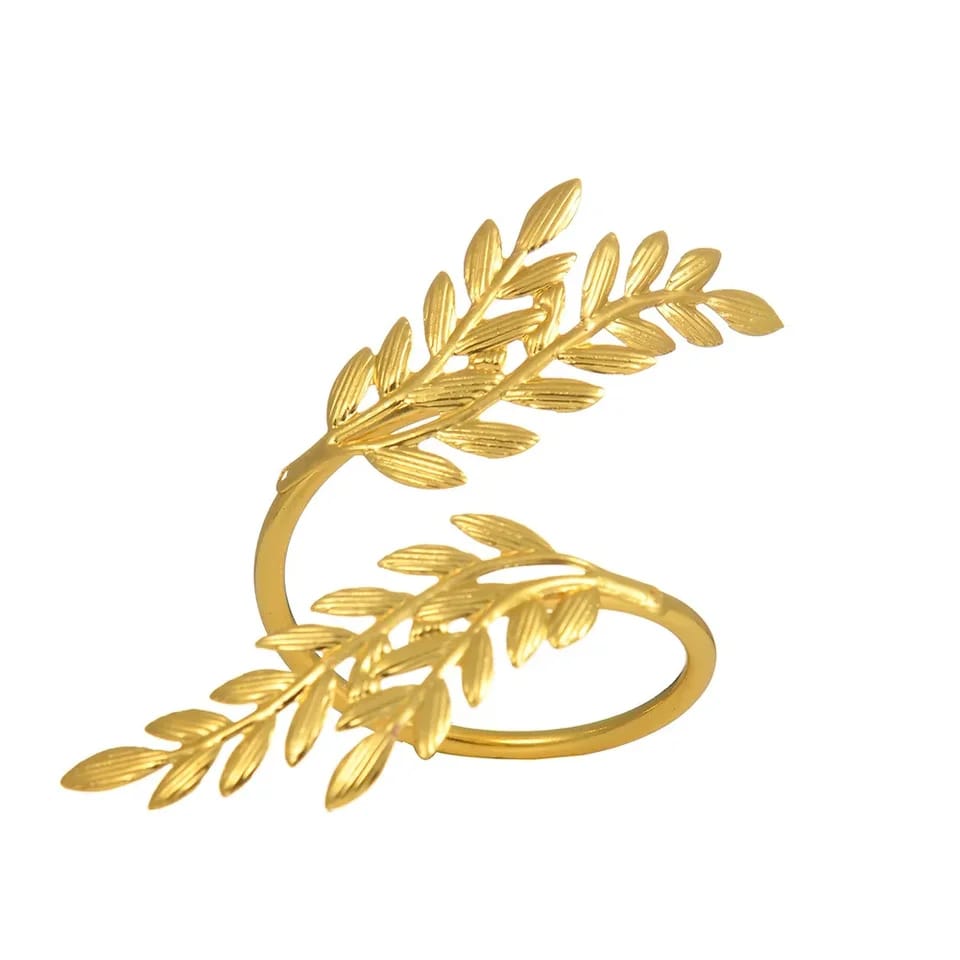 Napkin Holder Rings-Wheat leaves(Golden) Kitchen Apricot   