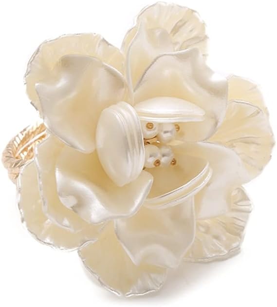 Napkin Holder Rings-White Flower Kitchen Apricot   