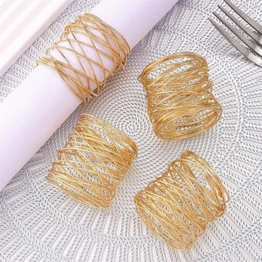 Napkin Holder Rings-Wire Mesh Golden Kitchen Apricot   