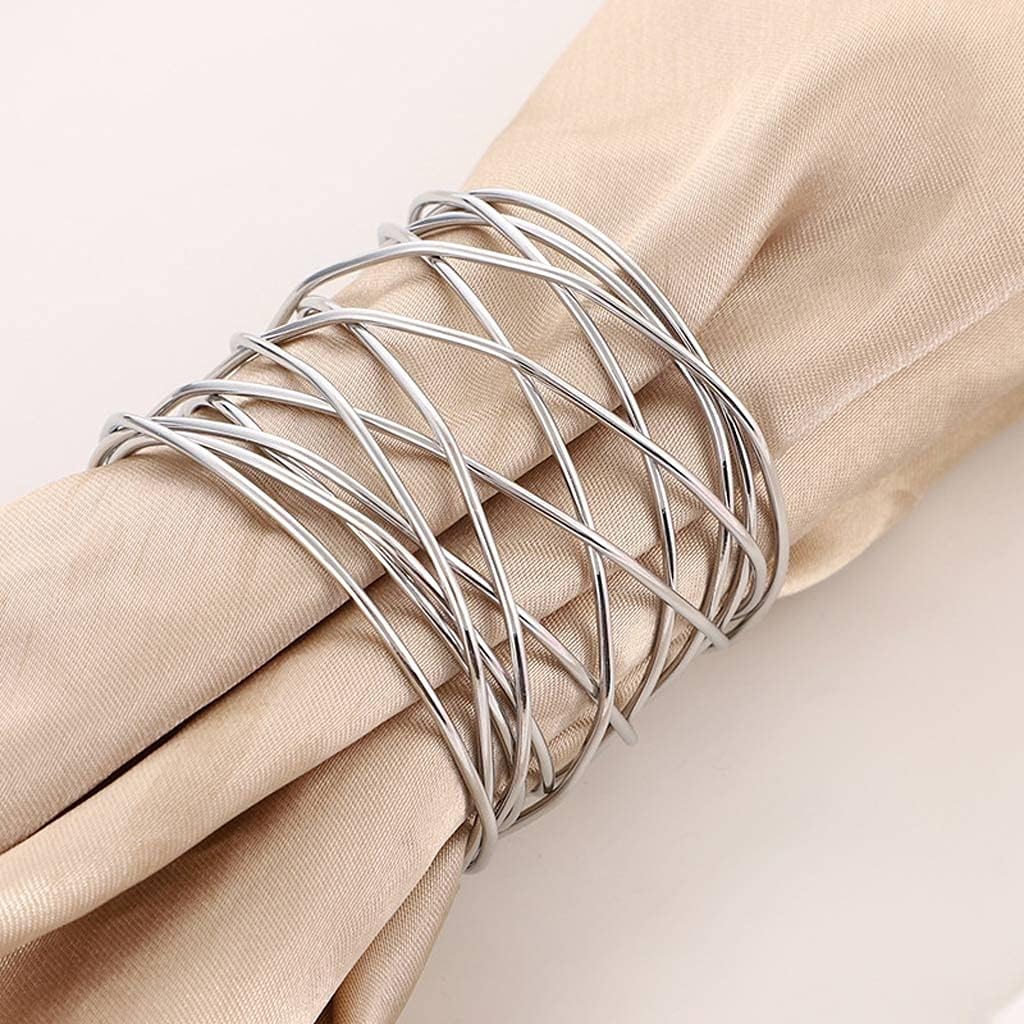 Napkin Holder Rings-Wire Mesh Silver Kitchen Apricot   