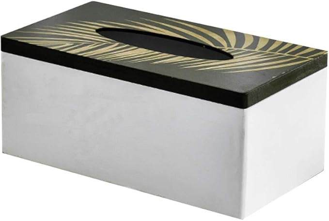 Nordic Style Wooden Tissue Box-14310Golden Leaf Tissue Box Apricot   