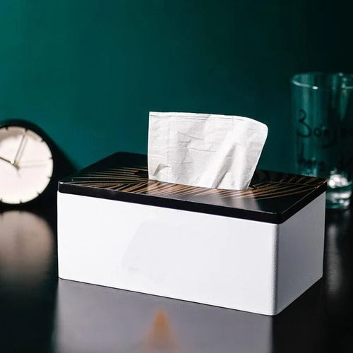 Nordic Style Wooden Tissue Box-14310Golden Leaf Tissue Box Apricot   