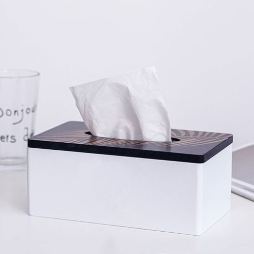 Nordic Style Wooden Tissue Box-14310Golden Leaf Tissue Box Apricot   