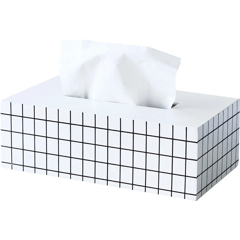 Nordic Style Wooden Tissue Box-Line Gird(SA2405-26) Tissue Box Apricot   