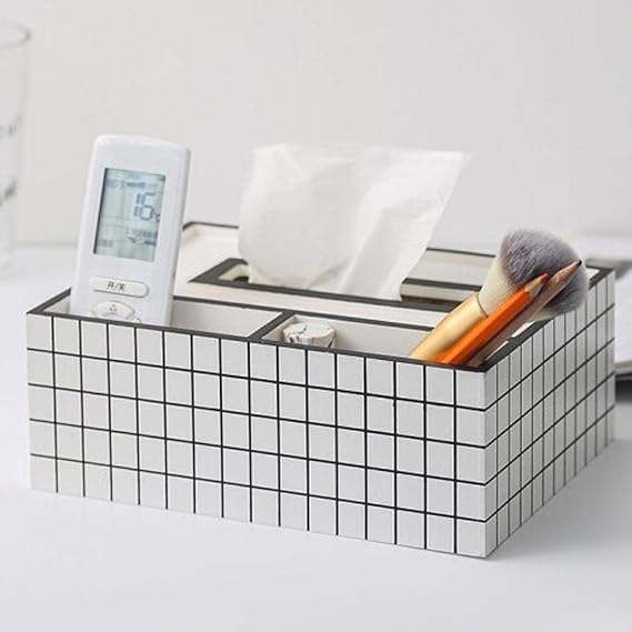 Nordic Style Wooden Tissue Box-Line Gird With 14314holder(SA2405-27) Tissue Box Apricot   