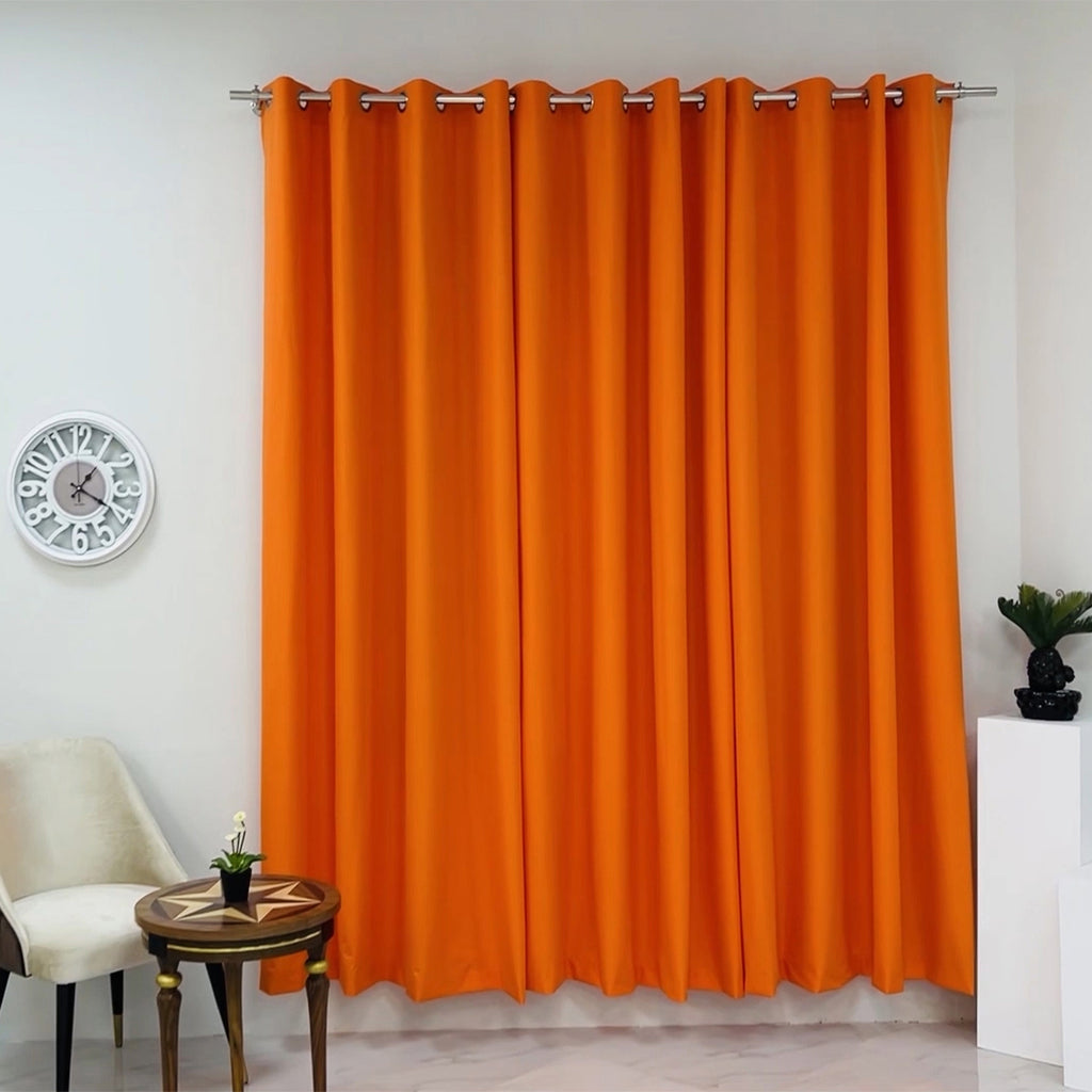 Plain Dyed Laminated Curtain-Orange