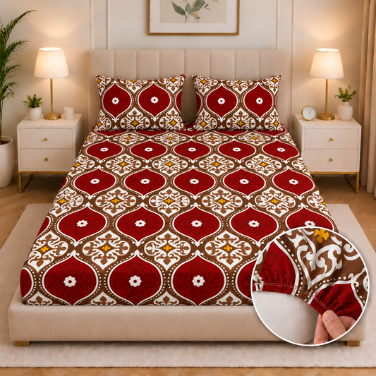 Fitted Bed Sheet-Brown Crowns Fitted Sheets Apricot
