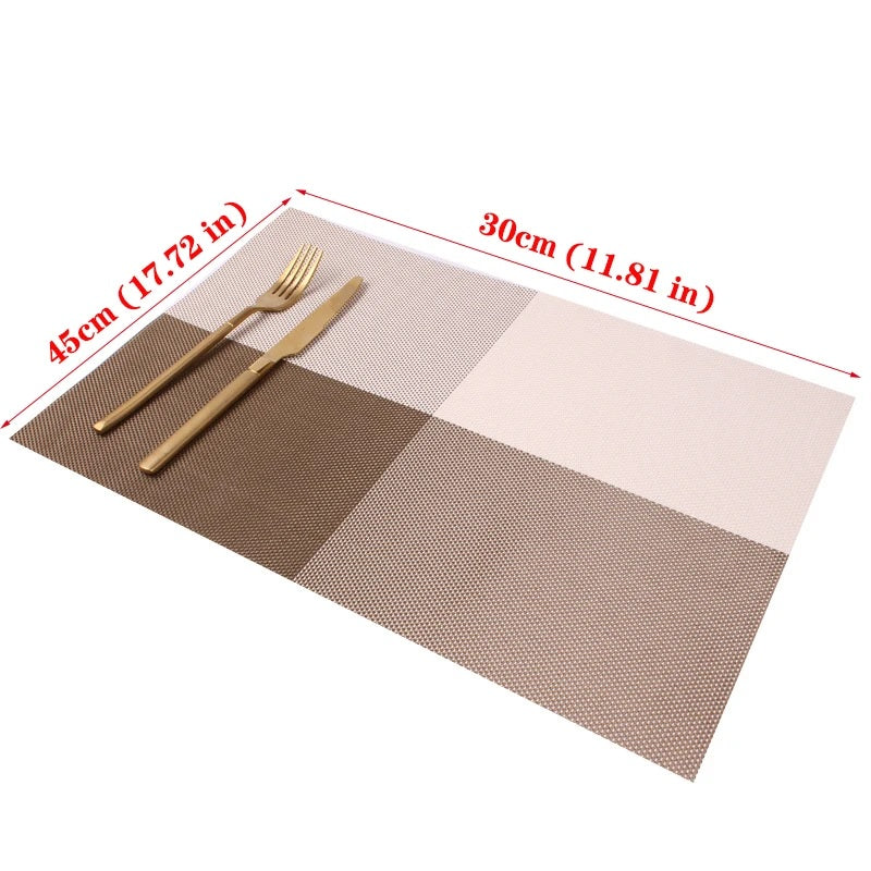 PVC Table Place Mats-Beige Check Table Mats Apricot   