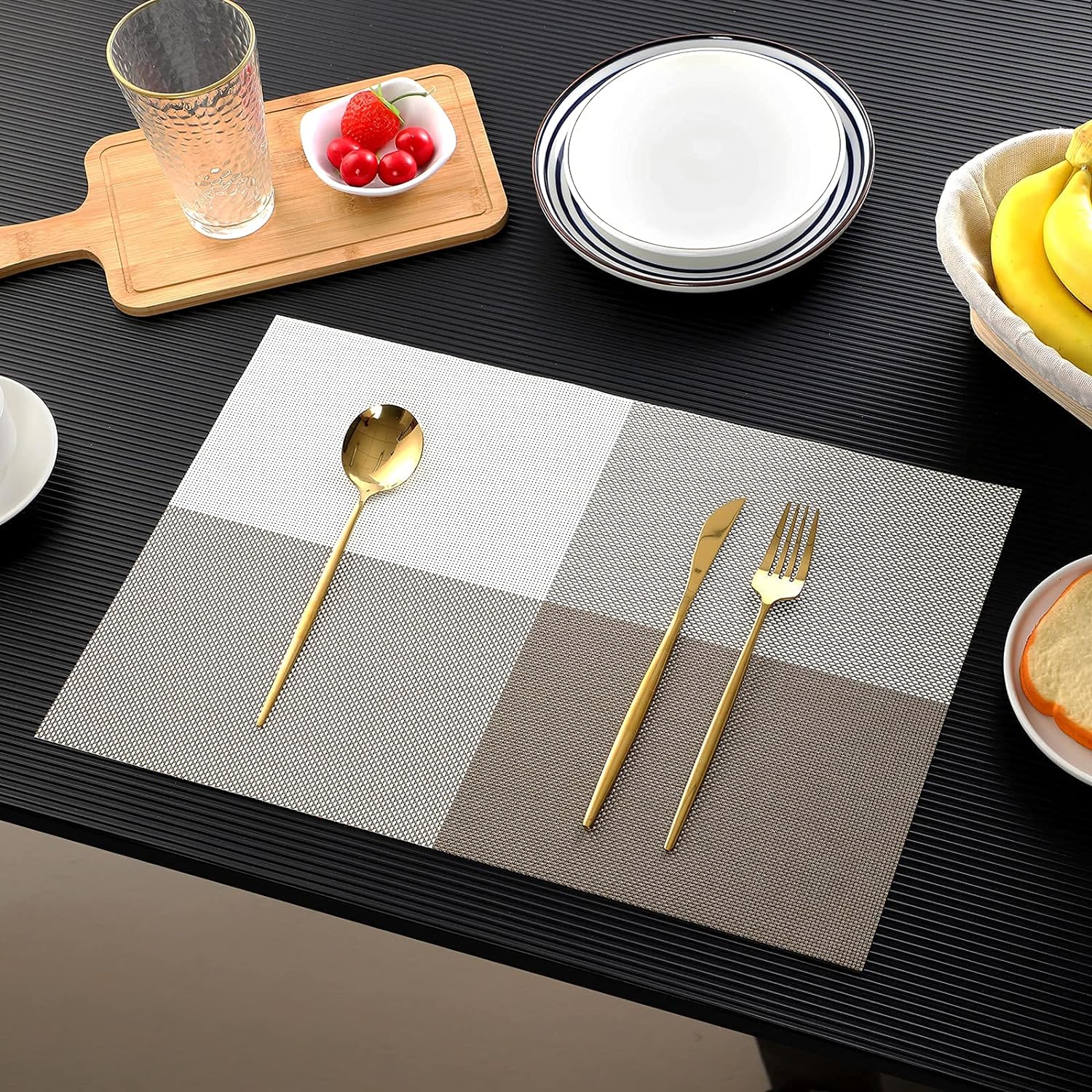 PVC Table Place Mats-Beige Check – Apricot