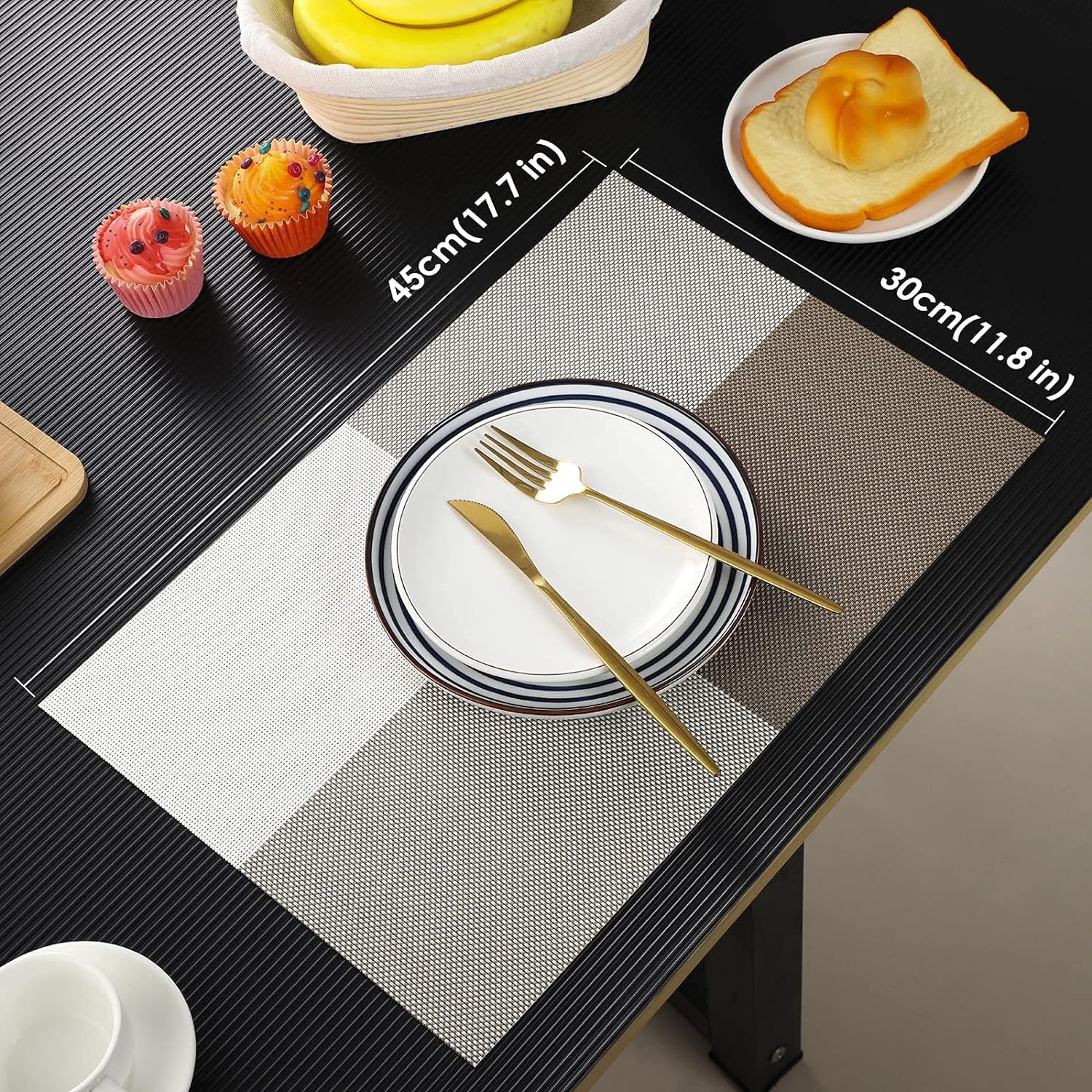 PVC Table Place Mats-Beige Check Table Mats Apricot   