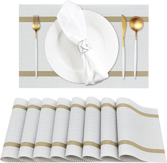 PVC Table Place Mats-Beige Weaves Table Mats Apricot   