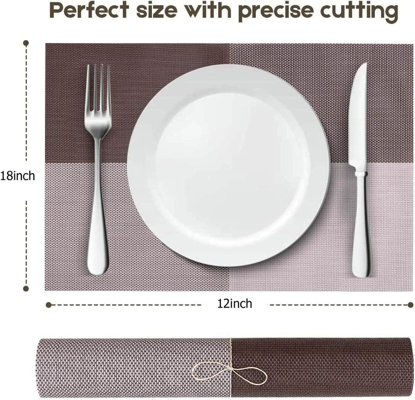 PVC Table Place Mats-Brown Check Table Mats Apricot   