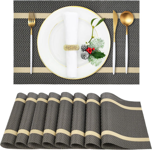 PVC Table Place Mats-Brown Weaves Table Mats Apricot   