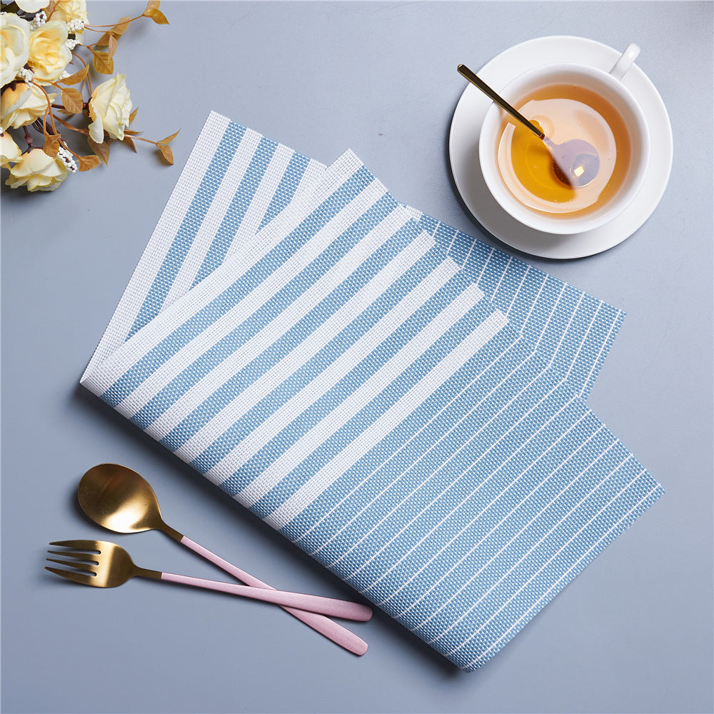 PVC Table Place Mats-Green Lines Table Mats Apricot   