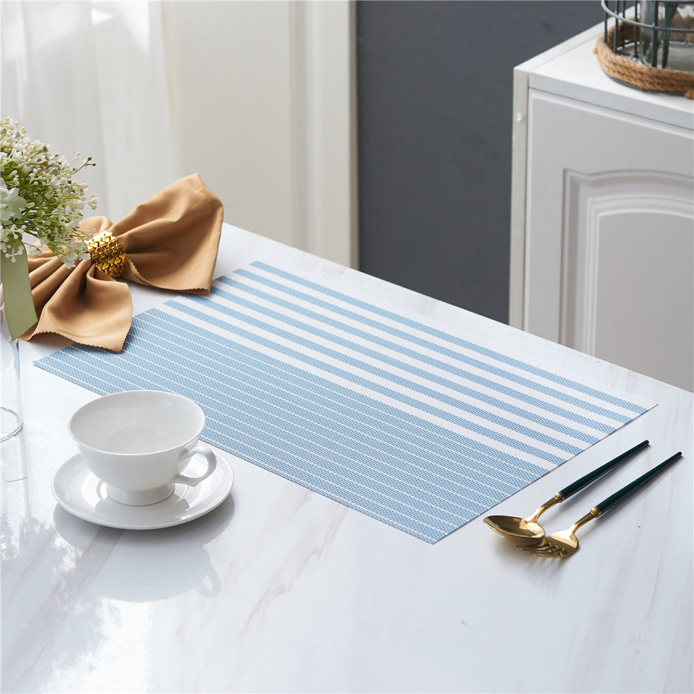 PVC Table Place Mats-Green Lines Table Mats Apricot   