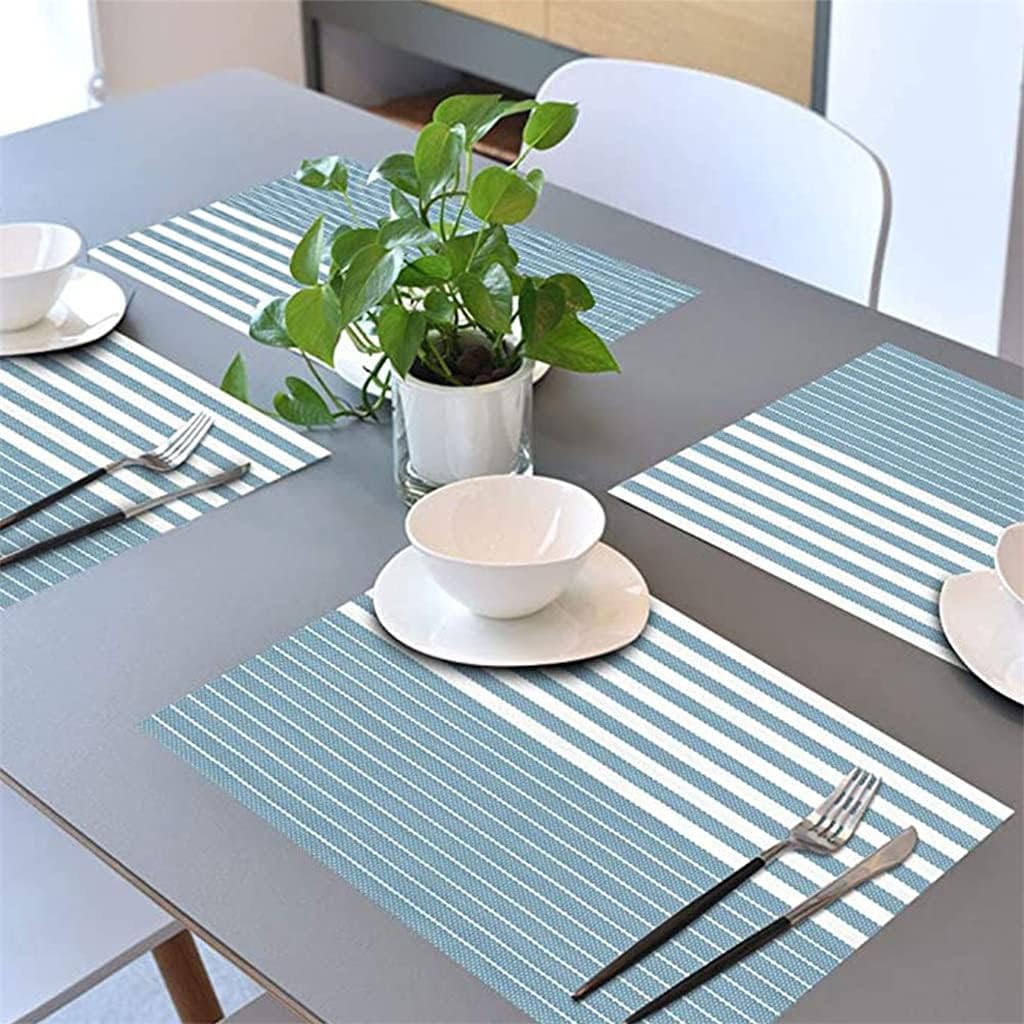 PVC Table Place Mats-Green Lines Table Mats Apricot   