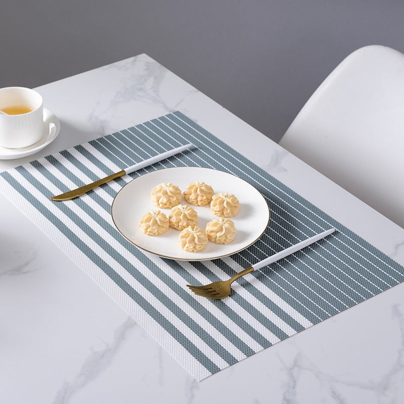 PVC Table Place Mats-Grey Lines Table Mats Apricot   