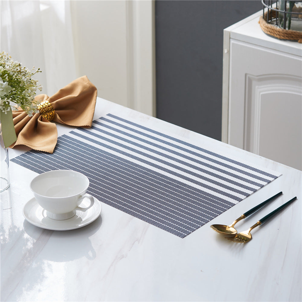 PVC Table Place Mats-Grey Lines Table Mats Apricot   