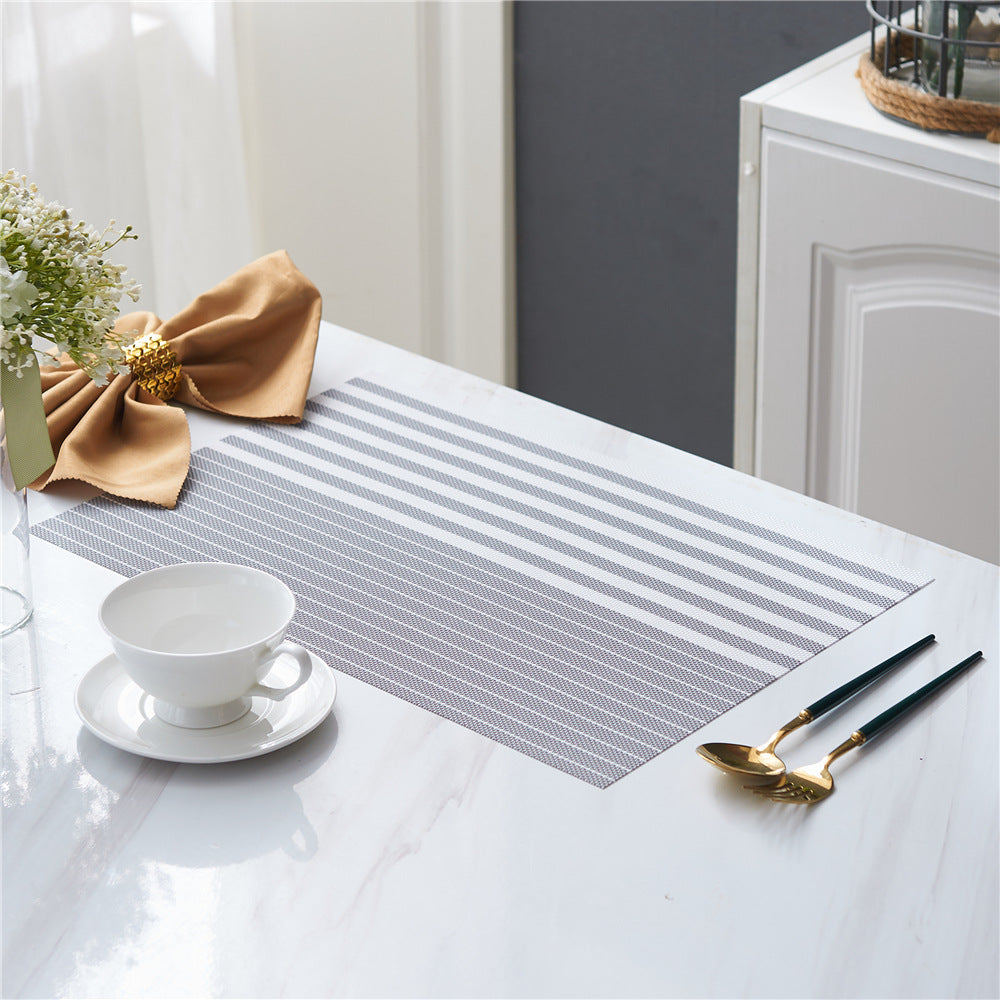 PVC Table Place Mats-Grey Lines Table Mats Apricot   