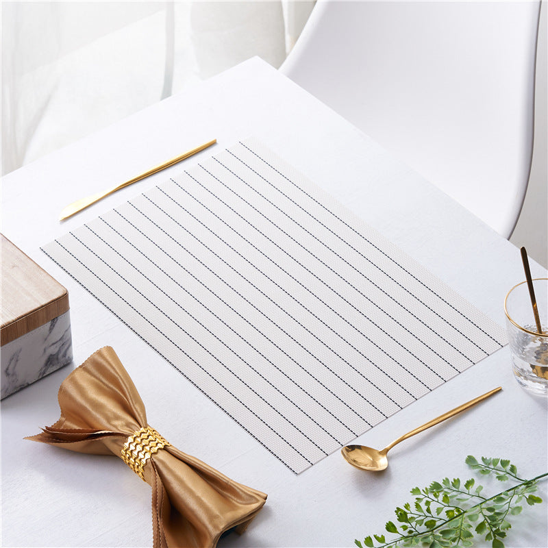 PVC Table Place Mats-White Stripes Table Mats Apricot   