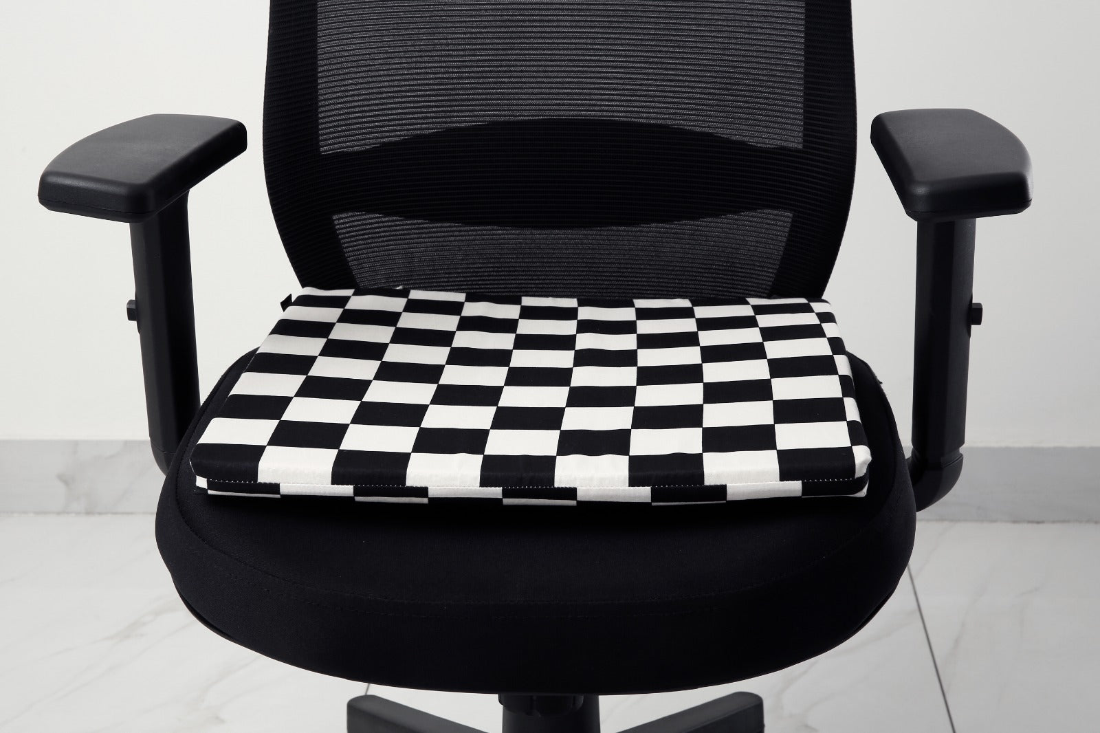 Padded Multi Purpose Sitting Cushions-Black Chess cushions Apricot   