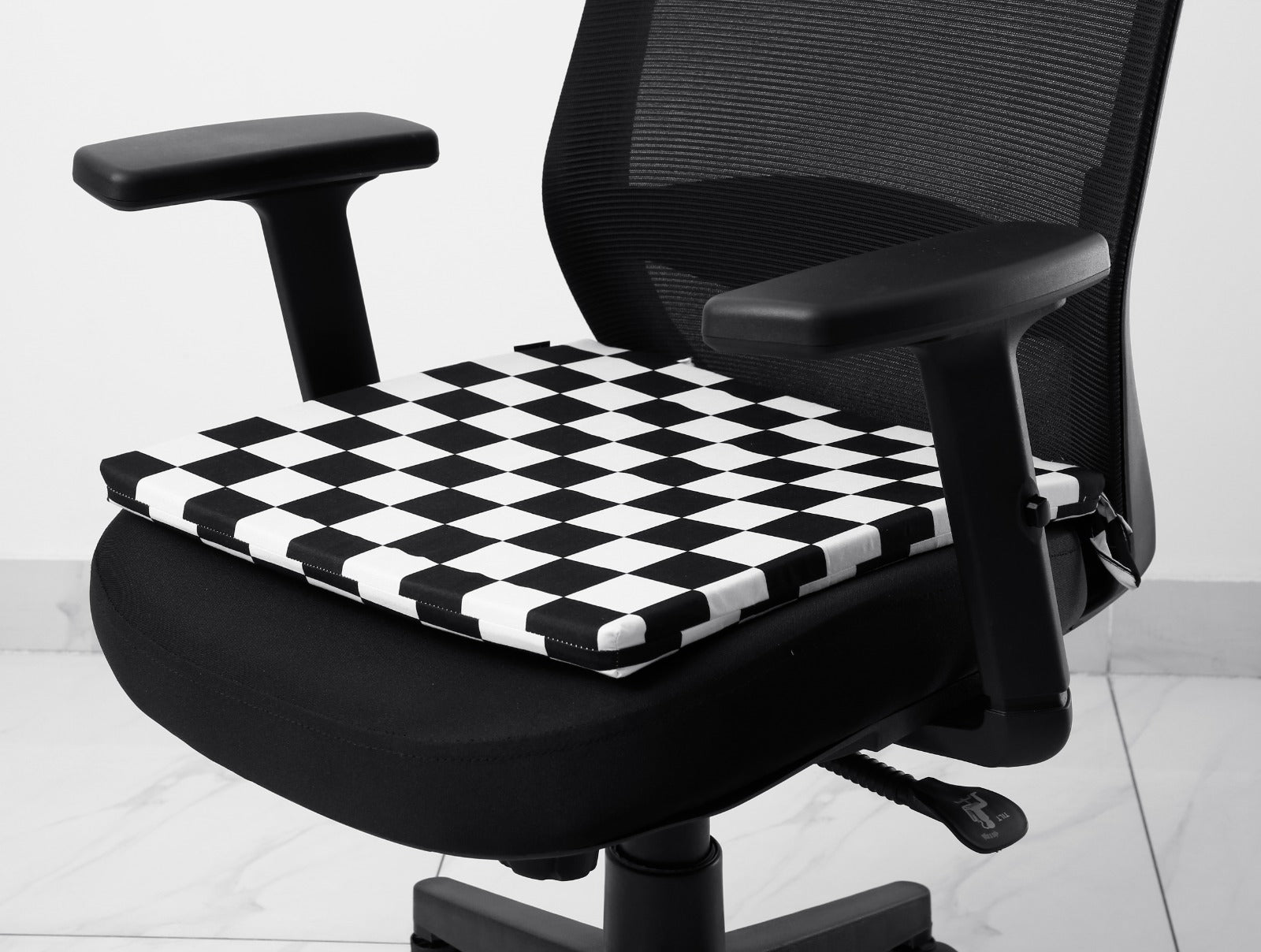 Padded Multi Purpose Sitting Cushions-Black Chess cushions Apricot   