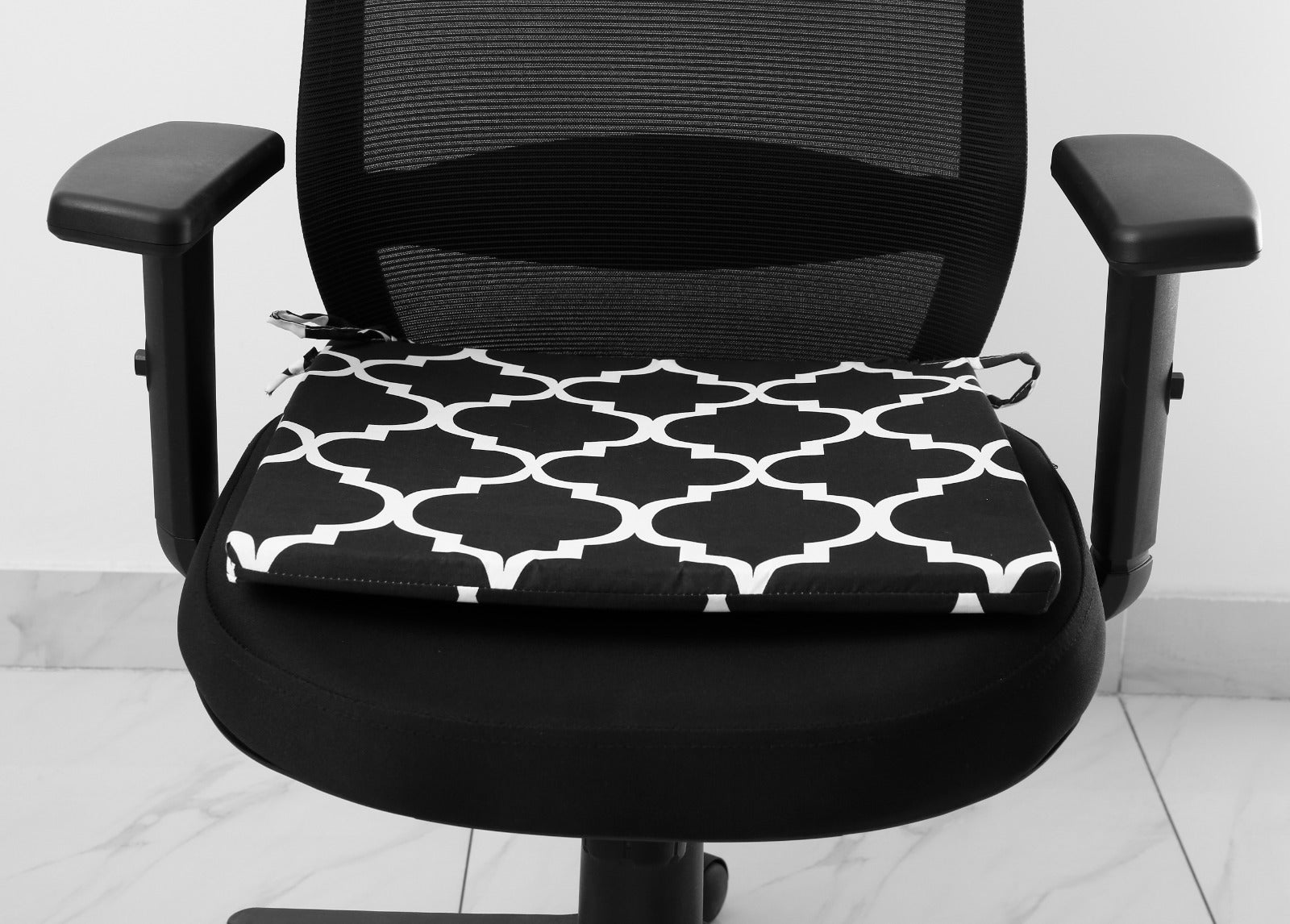 Padded Multi Purpose Sitting Cushions-Black Geometric cushions Apricot   