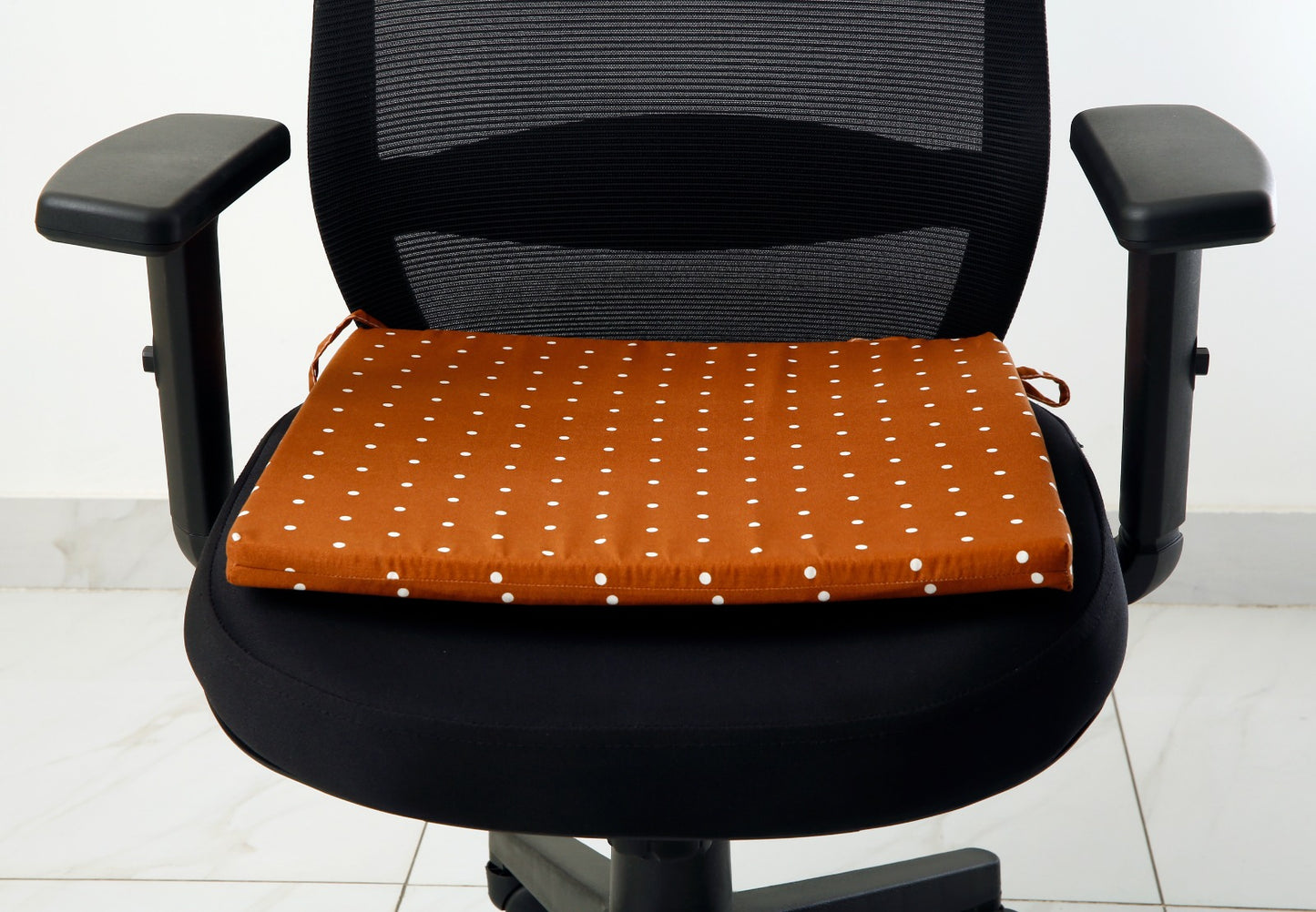 Padded Multi Purpose Sitting Cushions-Brown Polka cushions Apricot   