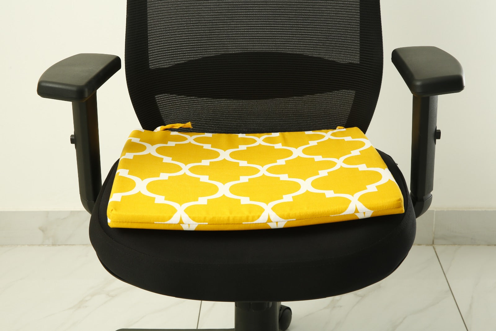 Padded Multi Purpose Sitting Cushions-Mustard Geometric cushions Apricot   