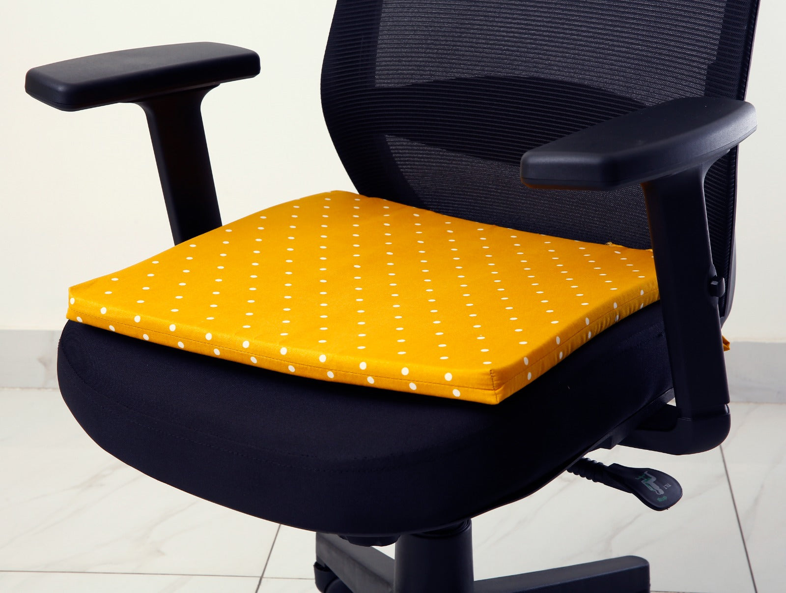 Padded Multi Purpose Sitting Cushions-Mustard Polka cushions Apricot   