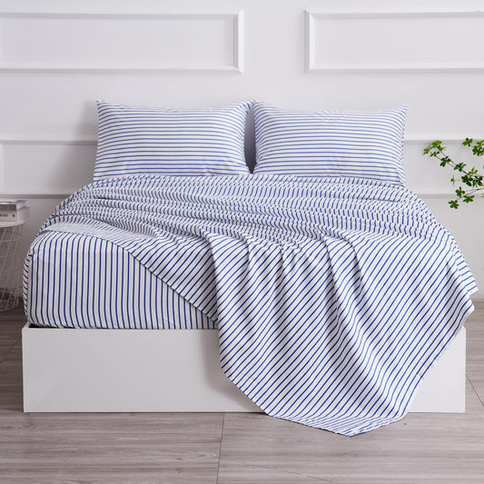 2Pcs Single Bed Sheet- Grey Stripes single bed sheet Apricot