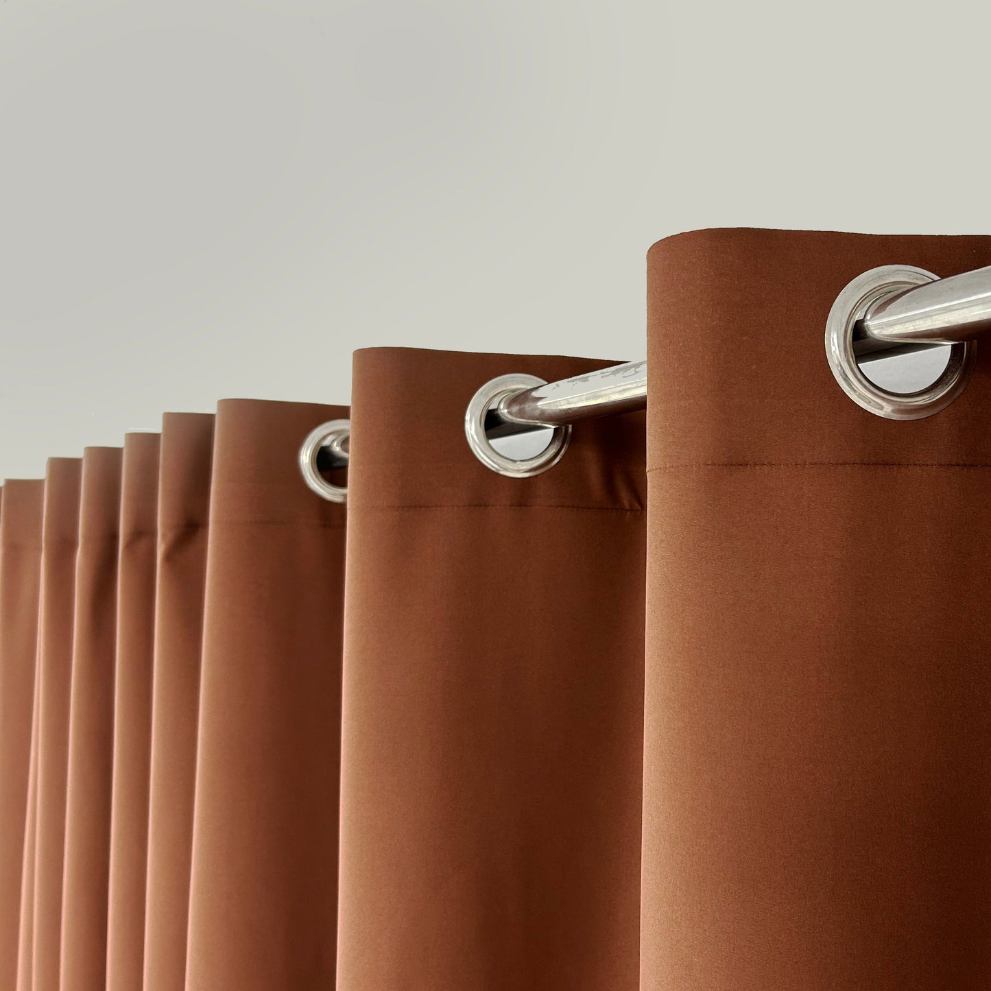 Plain Dyed Laminated Curtain- Brown Curtains Apricot   