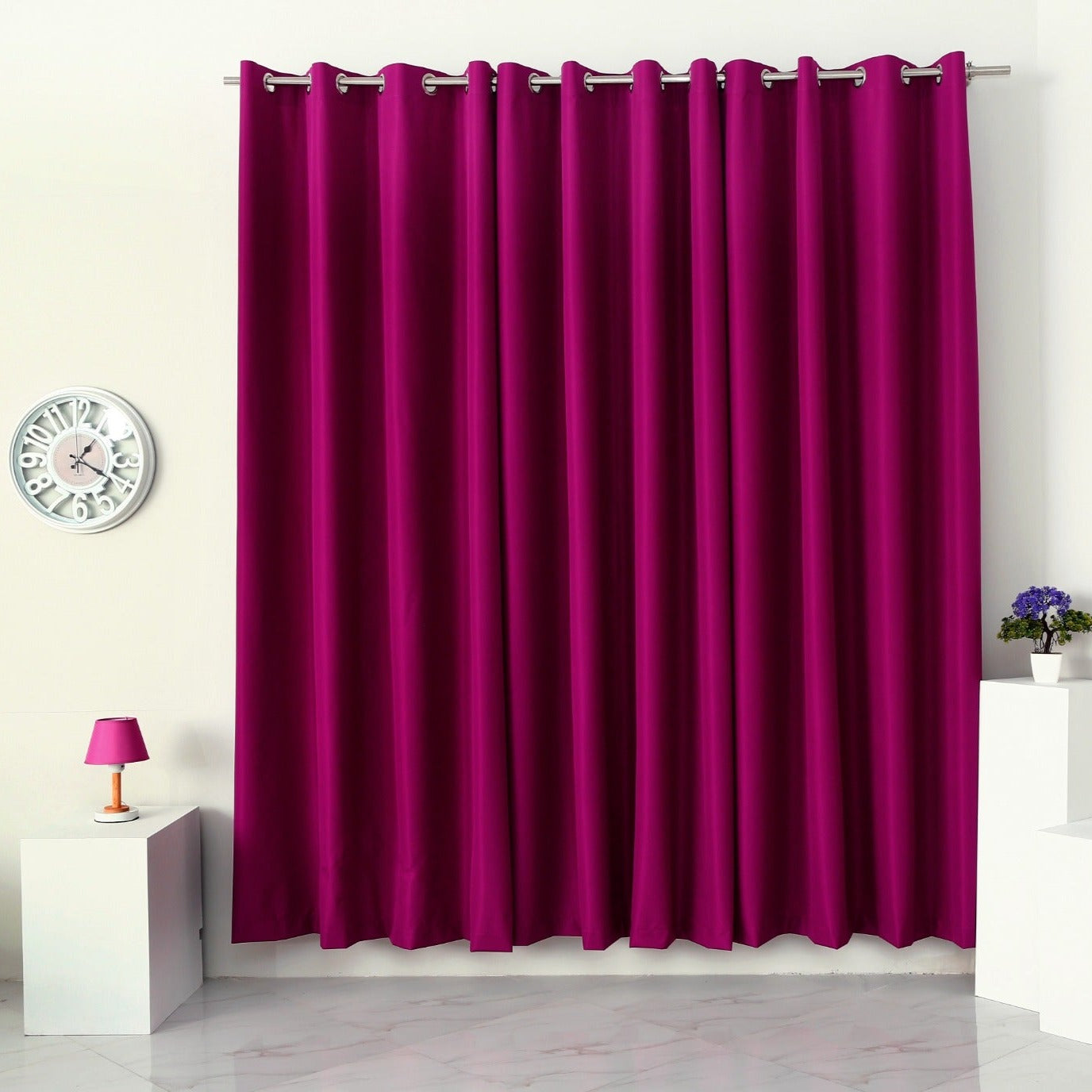 Plain Dyed Laminated Curtain-Dark Purple Curtains Apricot   