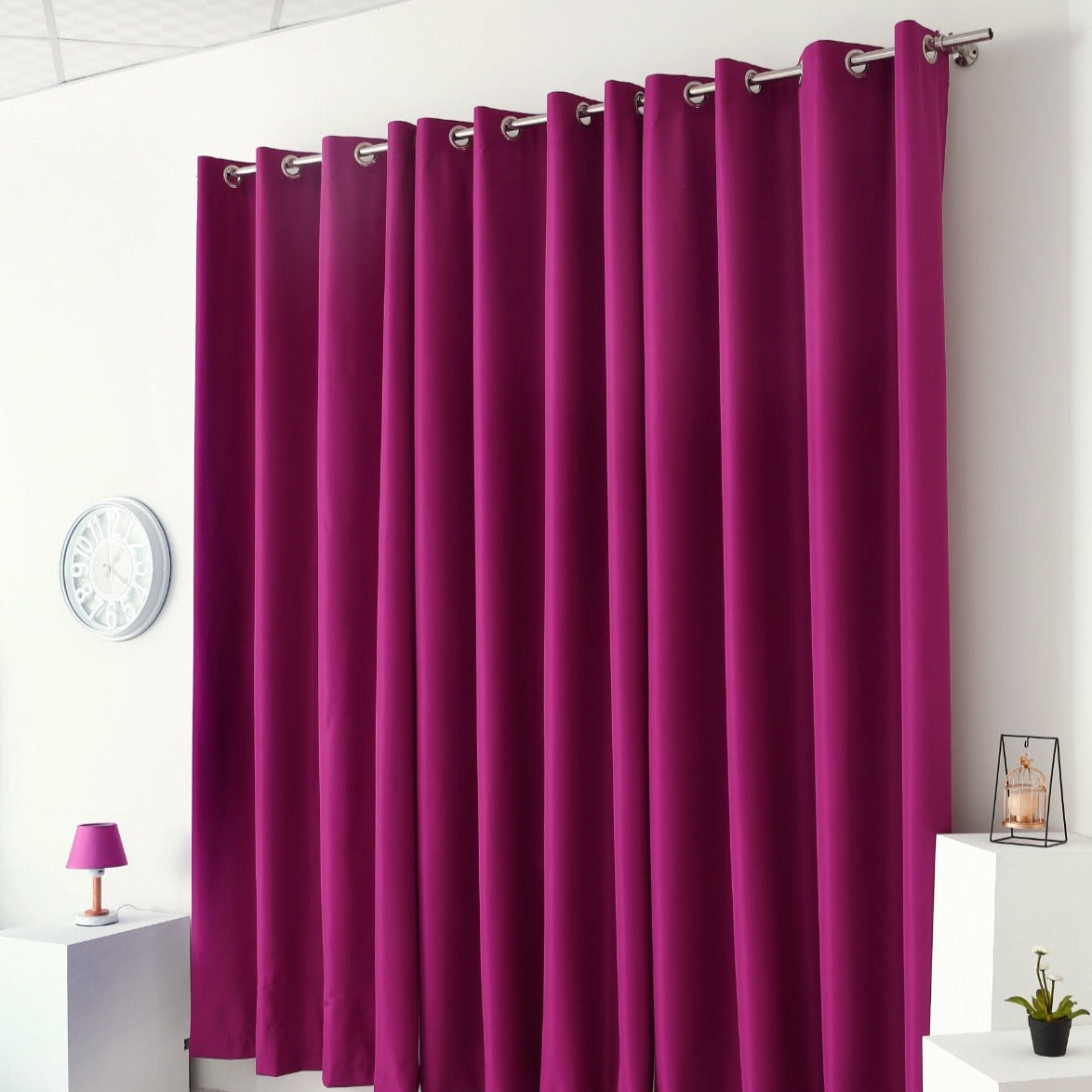 Plain Dyed Laminated Curtain-Dark Purple Curtains Apricot   