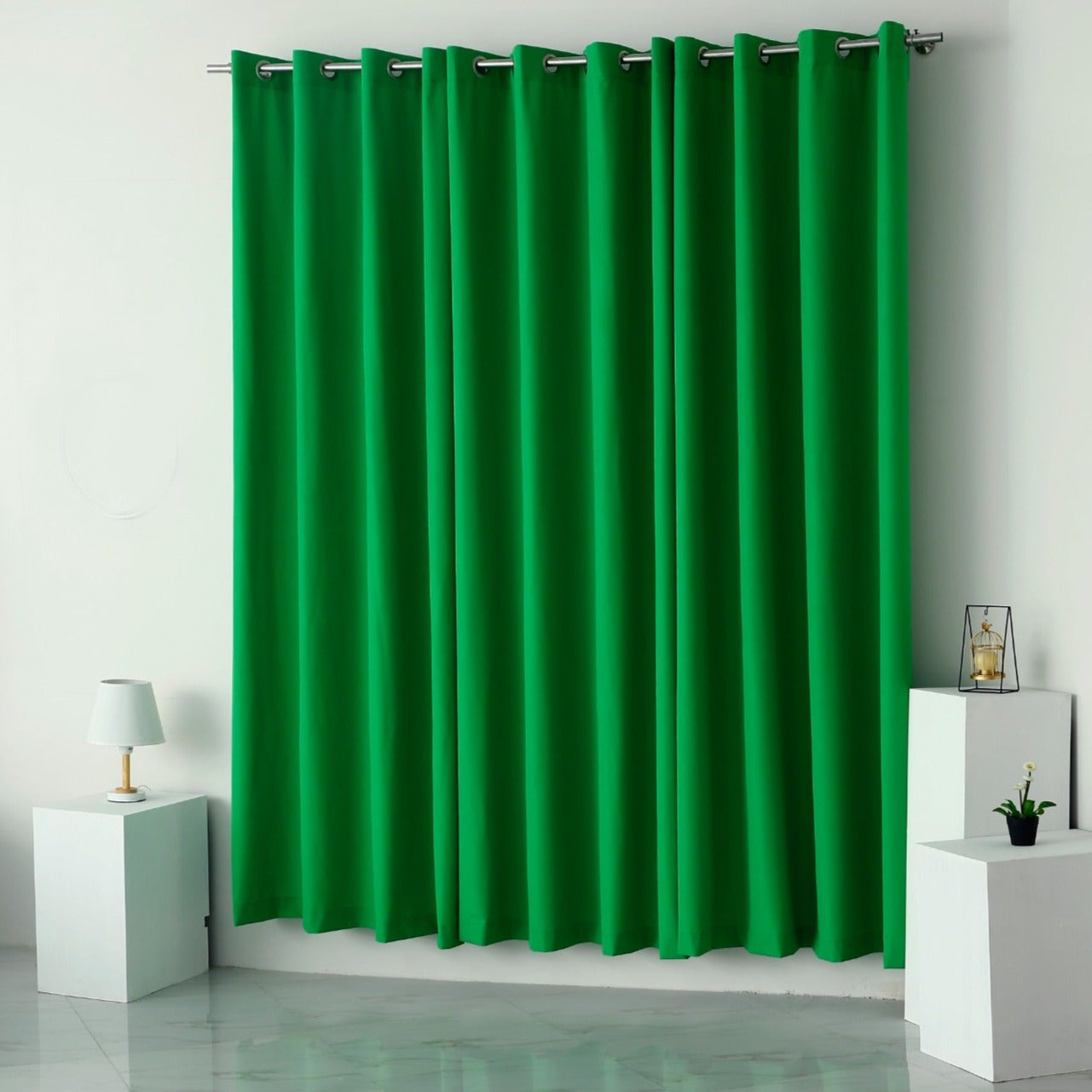 Plain Dyed Laminated Curtain-Green Curtains Apricot   