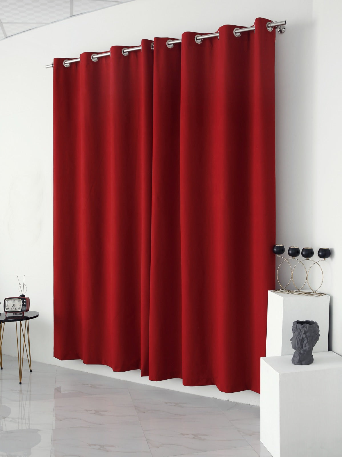 Plain Dyed Laminated Curtain-Maroon Curtains Apricot   