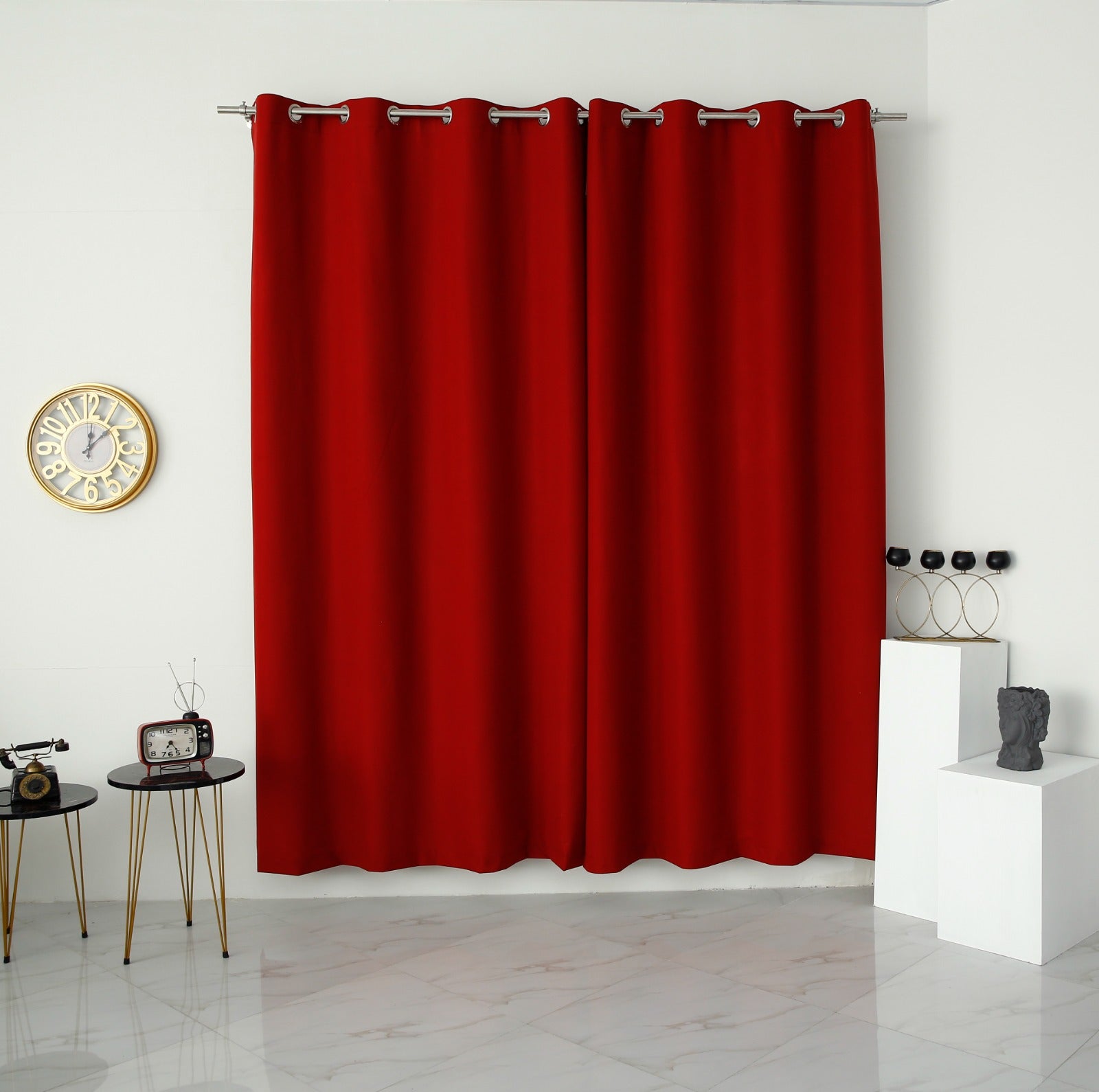 Plain Dyed Laminated Curtain-Maroon Curtains Apricot   