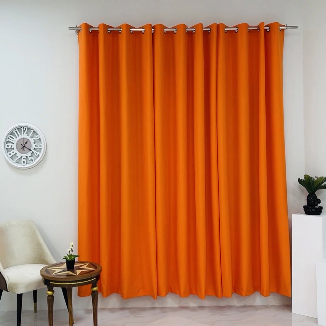 Plain Dyed Laminated Curtain-Orange Curtains Apricot   