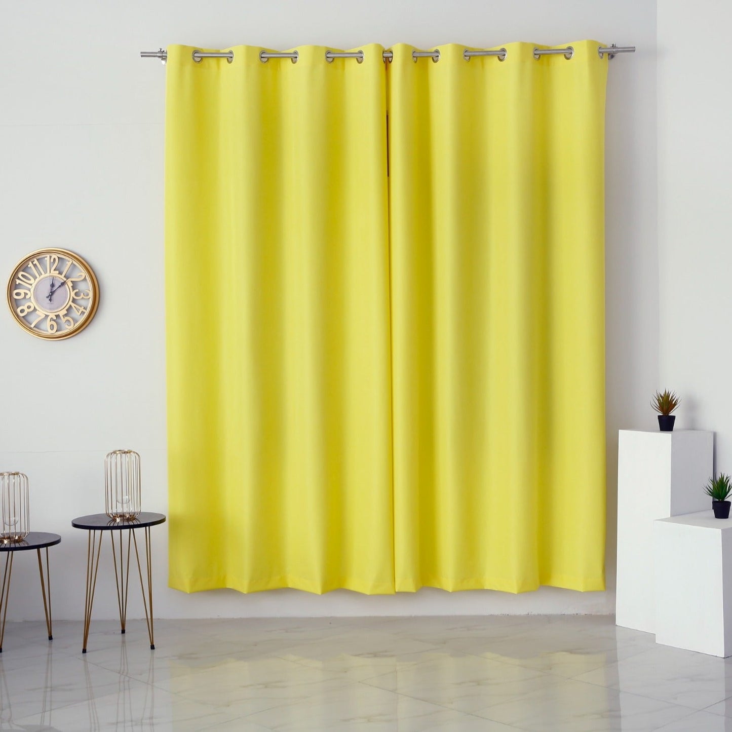 Plain Dyed Laminated Curtain-Yellow Curtains Apricot   