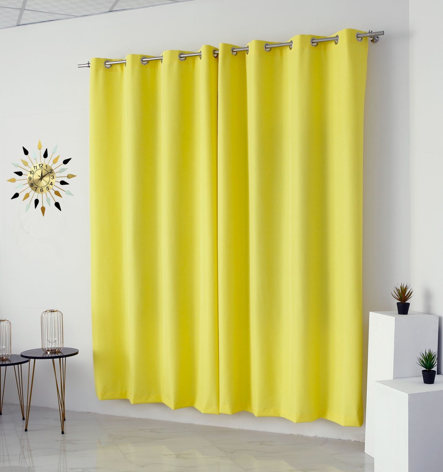 Plain Dyed Laminated Curtain-Yellow Curtains Apricot   