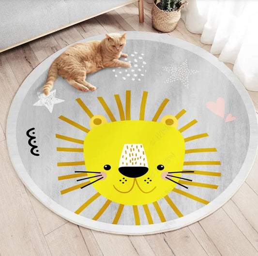 82 CM Kids Room Rug Round-Lion Apricot